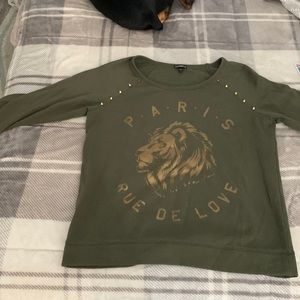 Express Size Large Green 3/4 sleeve sweat shirt